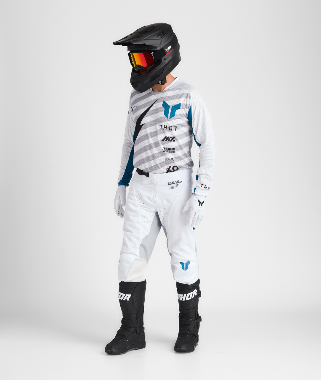 Thor 2025 LAUNCHMODE Vented Raid Jersey Pant Combo White/Gray