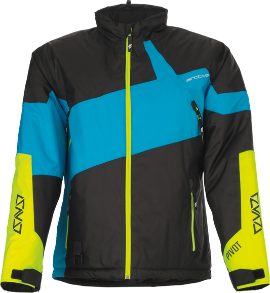 Arctiva Pivot 6 Insulated Hooded Snow Jacket - Black/Blue/Hi-Viz