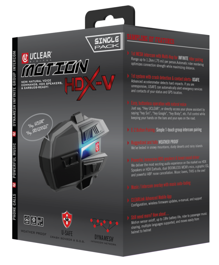Uclear - 180512 - Motion HDX-V Helmet Audio Single Kit