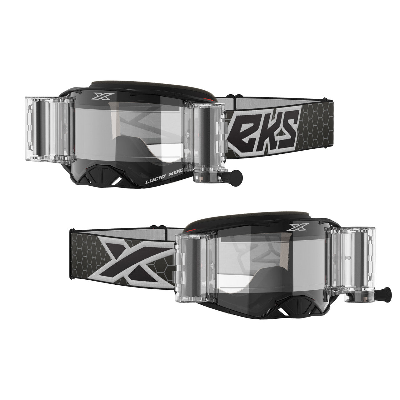 EKS BRAND - 067-11100 - LUCID GOGGLE RACE PACK BLACK/WHITE ZIP OFF CLEAR