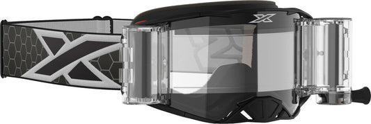 EKS BRAND - 067-11100 - LUCID GOGGLE RACE PACK BLACK/WHITE ZIP OFF CLEAR