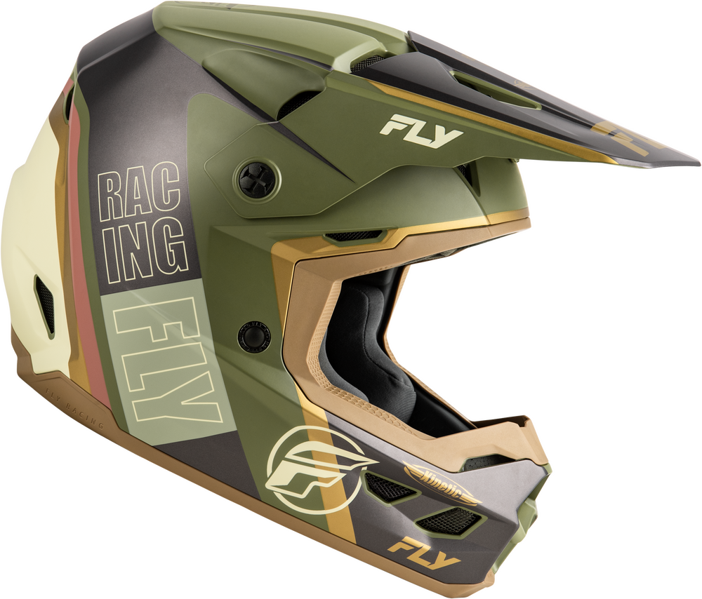 FLY Racing Kinetic Rally Offroad Helmet Matte Moss Grey/Khaki/Off-White
