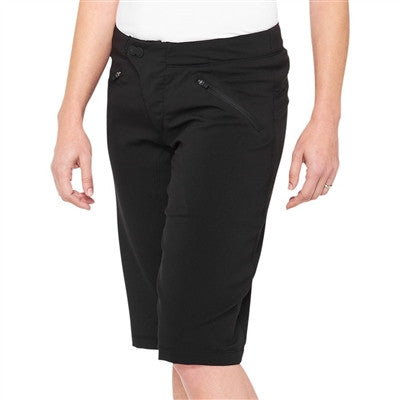 100% Womens Ridecamp Bicycle Shorts - Black