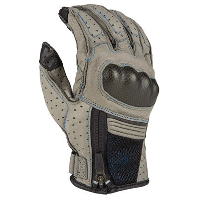 Klim Induction Touring Leather Gloves - Grey Kinetik Blue