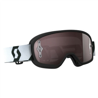 Scott Youth Buzz MX Pro Goggle - Black/White - Silver Chrome Works Len