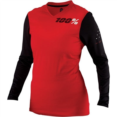 100% Womens Longsleeve Ridecamp Bicycle Jersey - Red