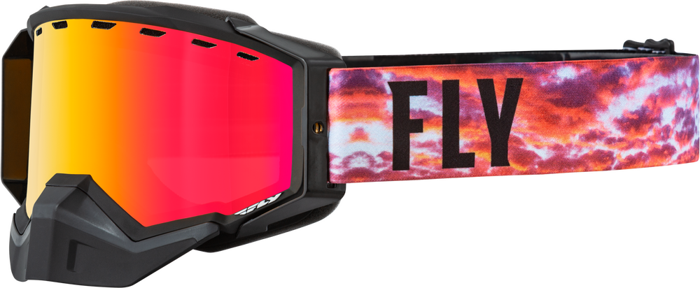 FLY RACING - 37-50333 - ZONE PRO SNW GOGGLE BLK/SUNSET W/ RED MIRROR/PLRZD SMOKE LENS