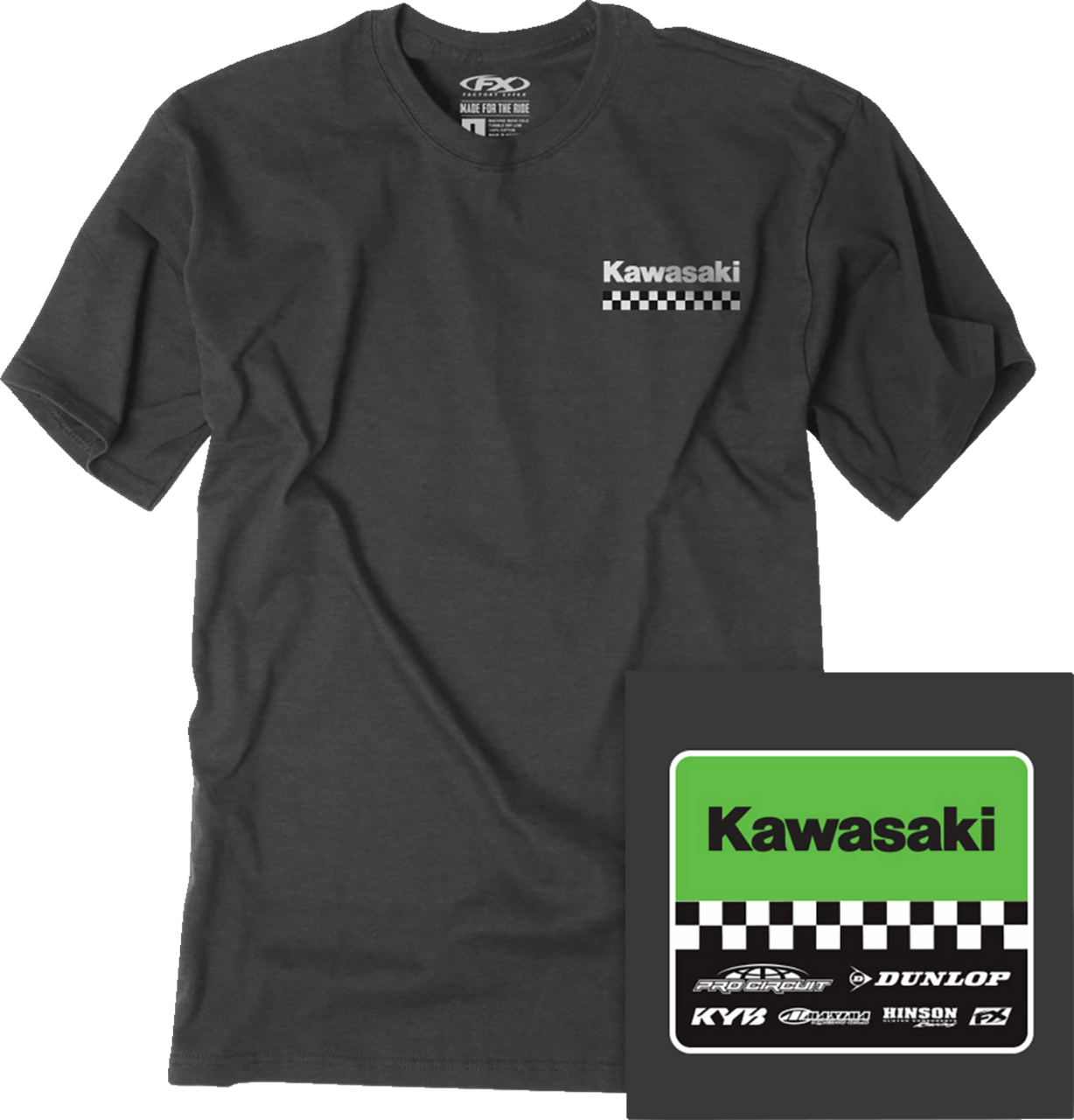 Factory Effex Kawasaki Starting Line T-Shirt Heather Charcoal