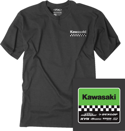 Factory Effex Kawasaki Starting Line T-Shirt Heather Charcoal