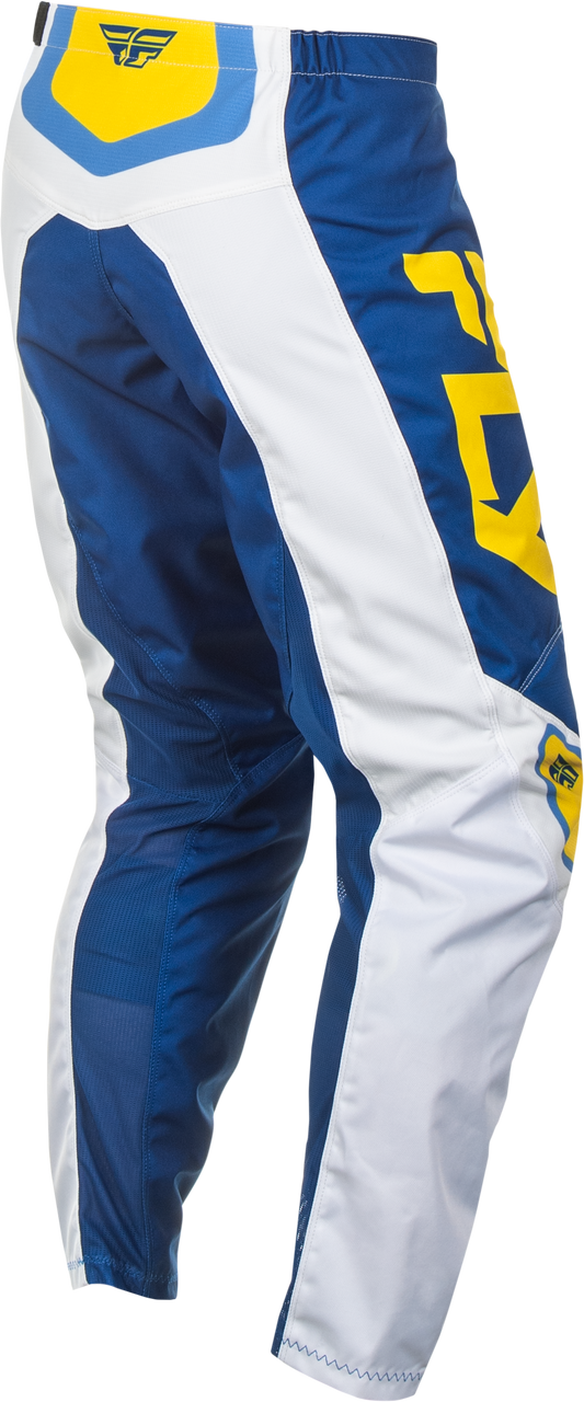FLY Racing 2025 F-16 Pant White/Dark Blue/Yellow