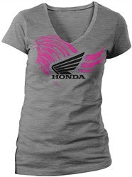Honda Womens Racing Collection Abstract Wings Ladies Short Sleeves Tees - Heather Grey