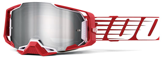 100% Armega Offroad Goggle Oversized Deep Red - Mirror Silver Flash Lens