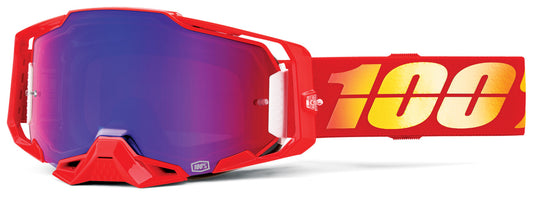 100% Armega Offroad Goggle Red - Mirrored Lens
