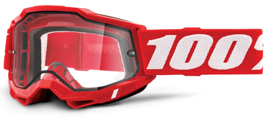 100% Accuri 2 Enduro Moto Offroad Goggle Neon/Red - Clear Lens