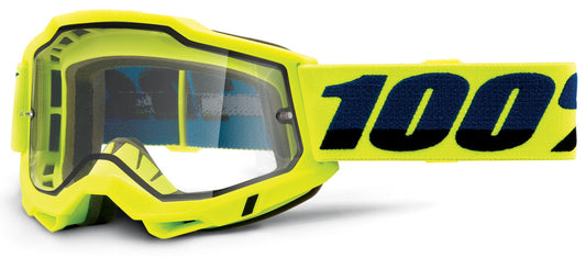 100% Accuri 2 Enduro Moto Offroad Goggle Fluo/Yellow - Clear Lens