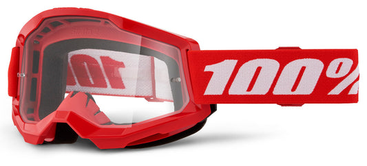 100% Strata 2 Offroad Goggle Red - Clear Lens