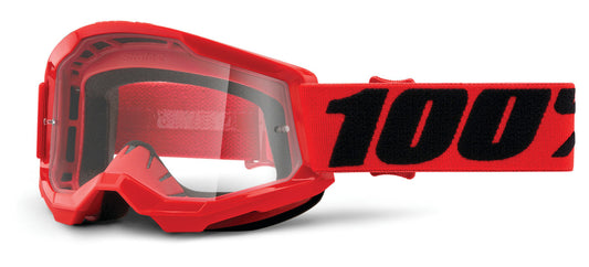 100% Strata 2 Junior Youth Offroad Goggle Red - Clear Lens