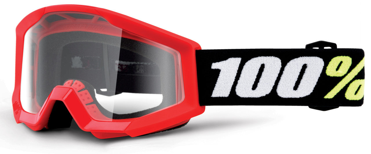 100% Strata Kids Pee Wee Mini Offroad Goggle Red - Clear Lens