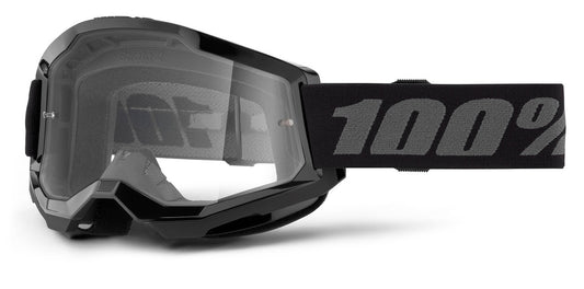 100% Strata 2 Offroad Goggle Black - Clear Lens