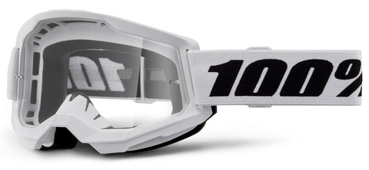 100% Strata 2 Offroad Goggle White - Clear Lens
