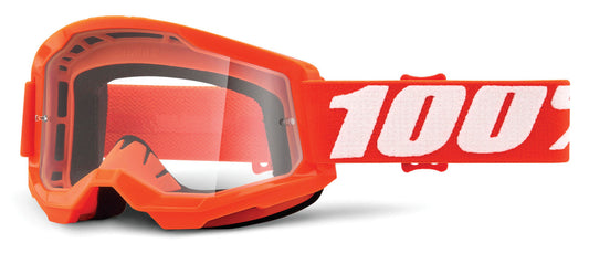 100% Strata 2 Offroad Goggle Neon Orange - Clear Lens