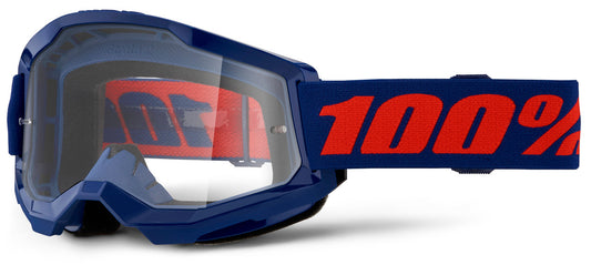 100% Strata 2 Offroad Goggle Navy - Clear Lens