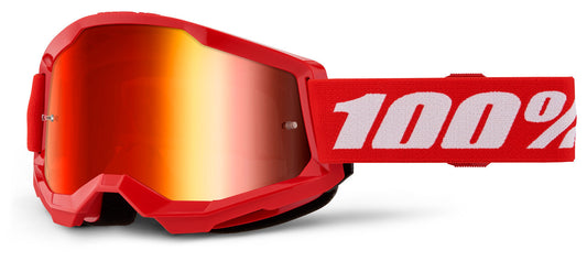 100% Strata 2 Offroad Goggle Red - Mirror Red Lens
