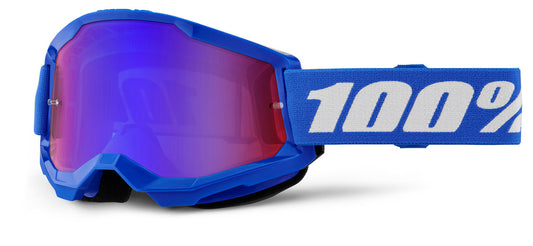 100% Strata 2 Offroad Goggle Blue - Mirror Red/Blue Lens
