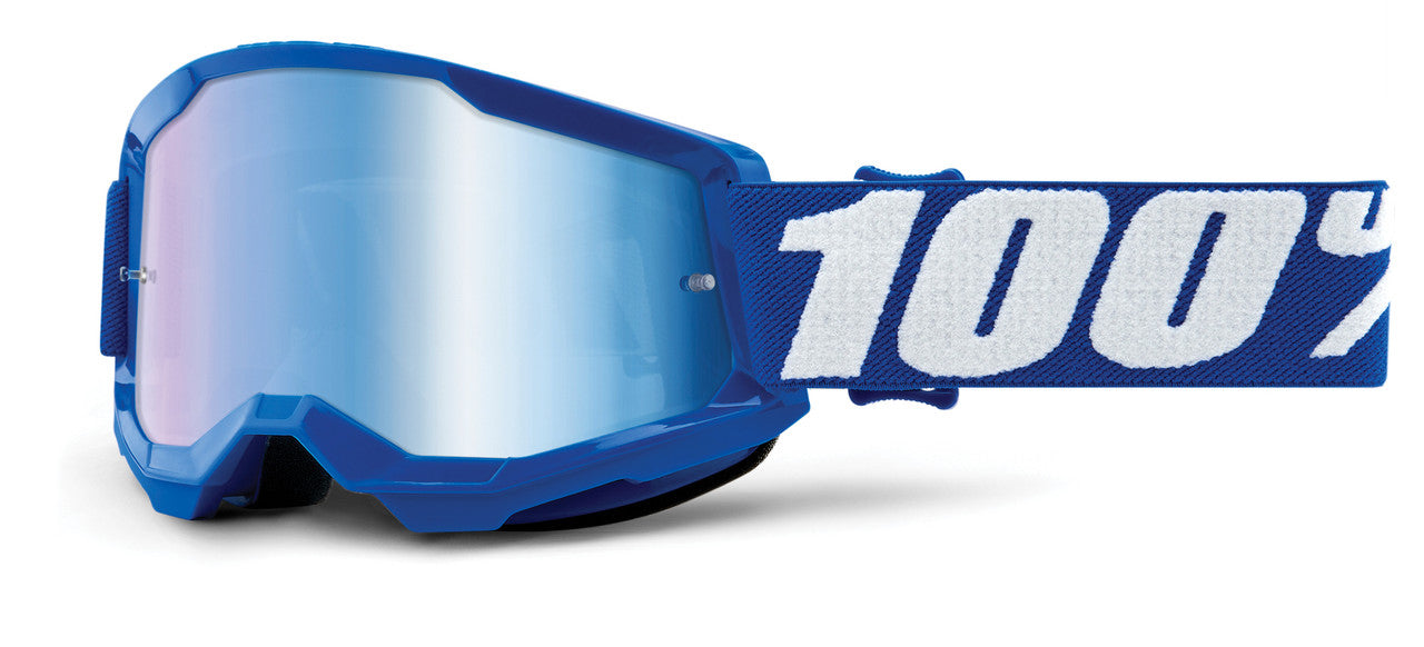 100% Strata 2 Junior Youth Offroad Goggle Blue - Mirror Blue Lens