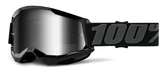 100% Strata 2 Offroad Goggle Black - Mirror Silver Lens