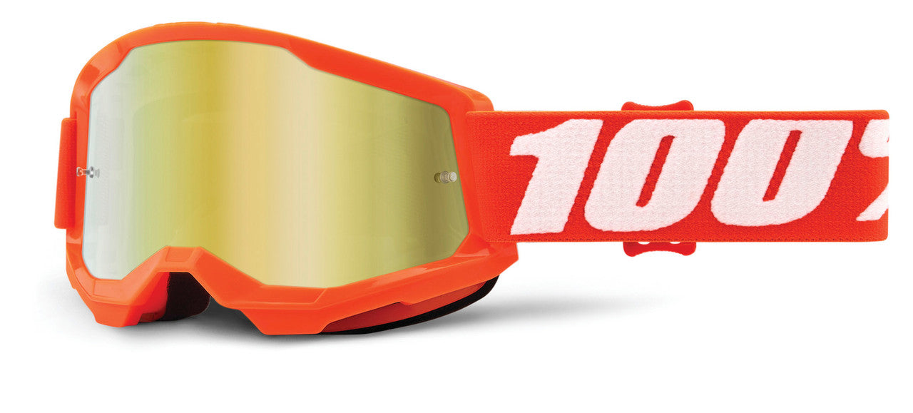 100% Strata 2 Junior Youth Offroad Goggle Orange - Mirror Gold Lens