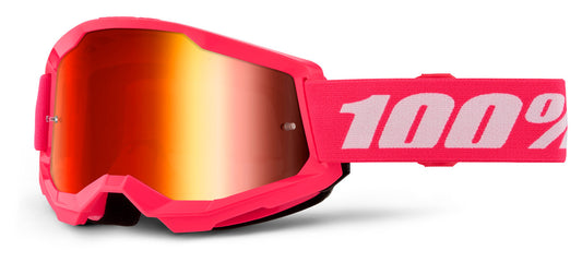 100% Strata 2 Junior Youth Offroad Goggle Pink - Mirror Red Lens