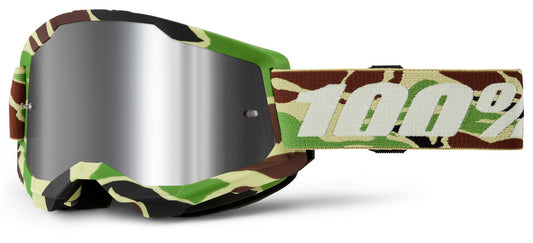100% Strata 2 Offroad Goggle War Camo - Mirror Silver Lens
