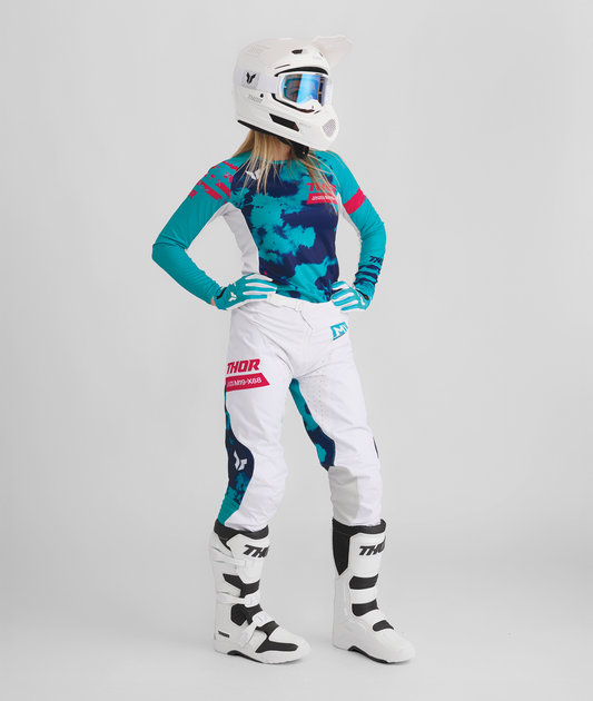 Thor 2026 Womens Launchmode Bleach White/Aqua Jersey Pant Combo