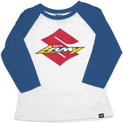Factory Effex Youth Suzuki Army Baseball Tee - Royal/White