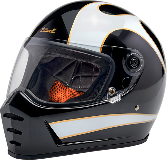Biltwell Lane Splitter Full Face Helmet Gloss Black/White Flames