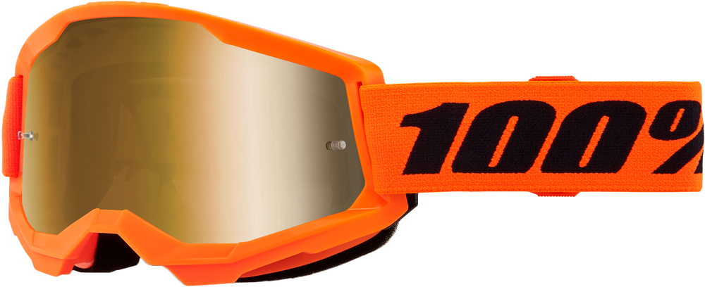 100% - 50032-00009 - STRATA 2 JUNIOR GOGGLE NEON ORANGE MIRROR GOLD LENS