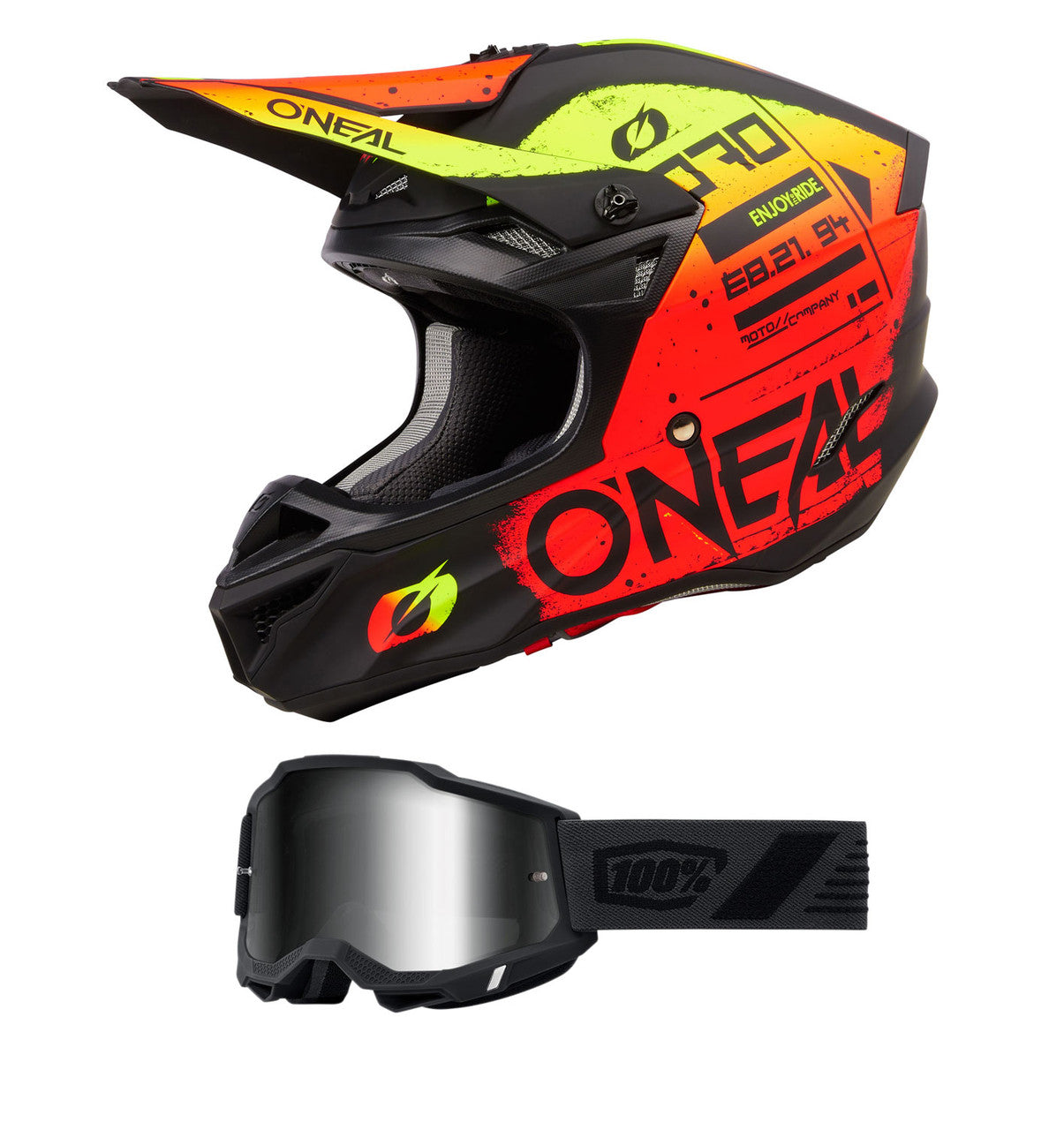 O'Neal 2024 5 Series Scarz V.24 Helmet and Goggle Combo Black/Red