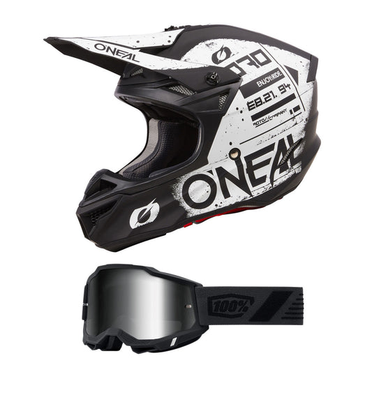 O'Neal 2024 5 Series Scarz V.24 Helmet and Goggle Combo Black/White