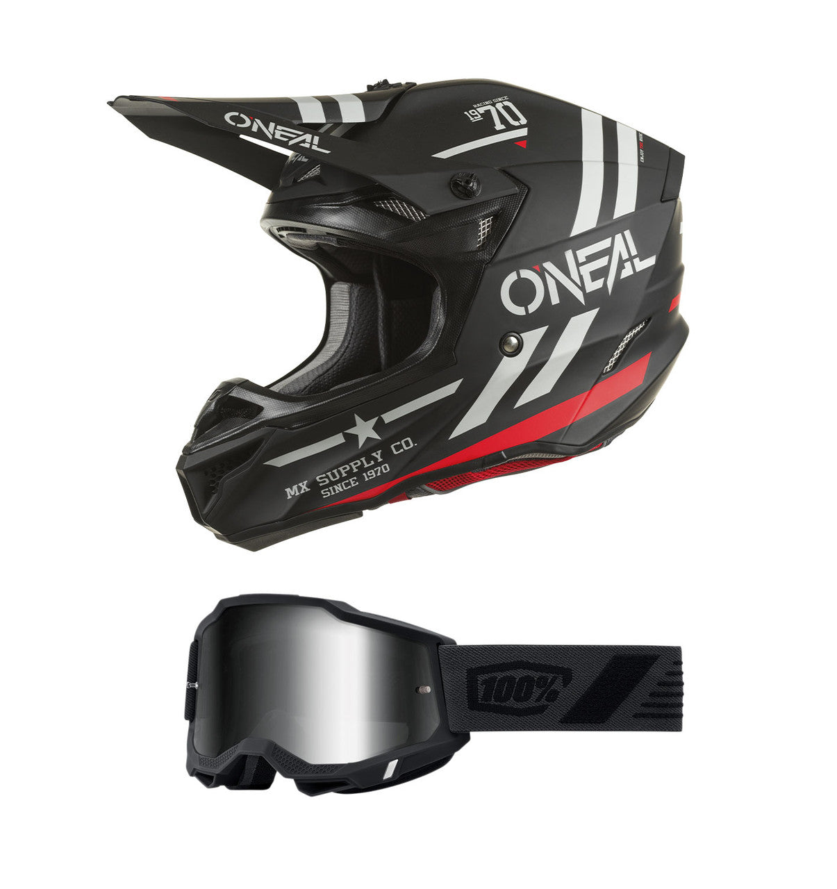 O'Neal 2024 5 Series Squadron Helmet and Goggle Combo Black/Grey