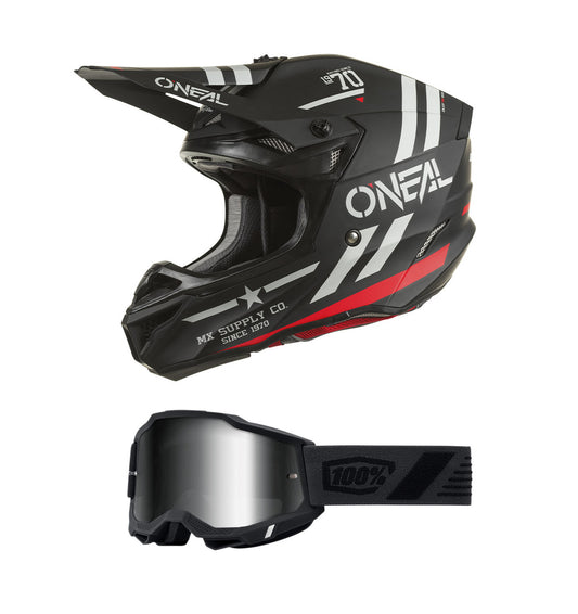 O'Neal 2024 5 Series Squadron Helmet and Goggle Combo Black/Grey