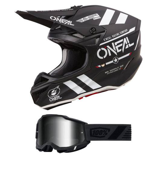 O'Neal 2024 5 Series Warhawk V.24 Helmet and Goggle Combo Black