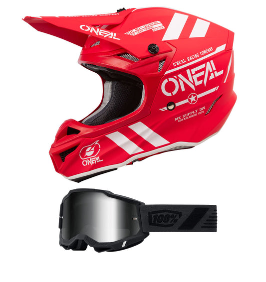 O'Neal 2024 5 Series Warhawk V.24 Helmet and Goggle Combo Red