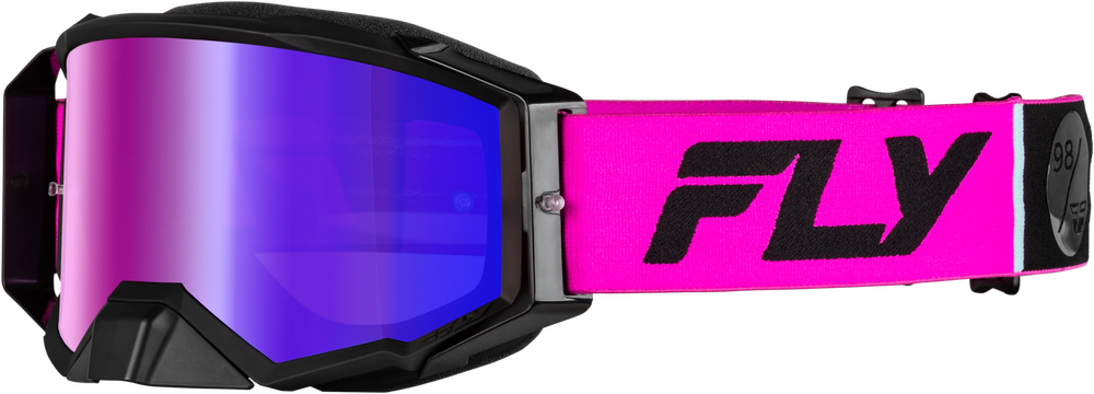 FLY Racing Zone Pro Goggle Pink/Black W/ Iridescent Red Mir/Smk Lens