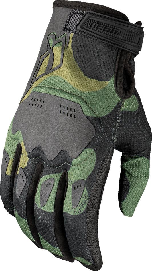ICON Hooligan Magnacross Gloves Camo Green
