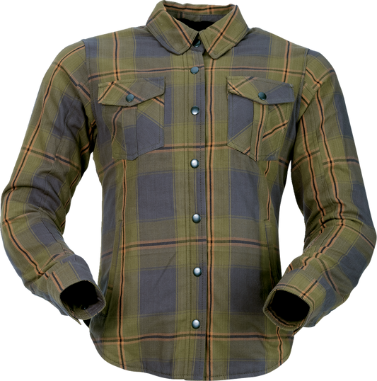 Z1R Womens Ashwood Flannel Riding Shirt Olive
