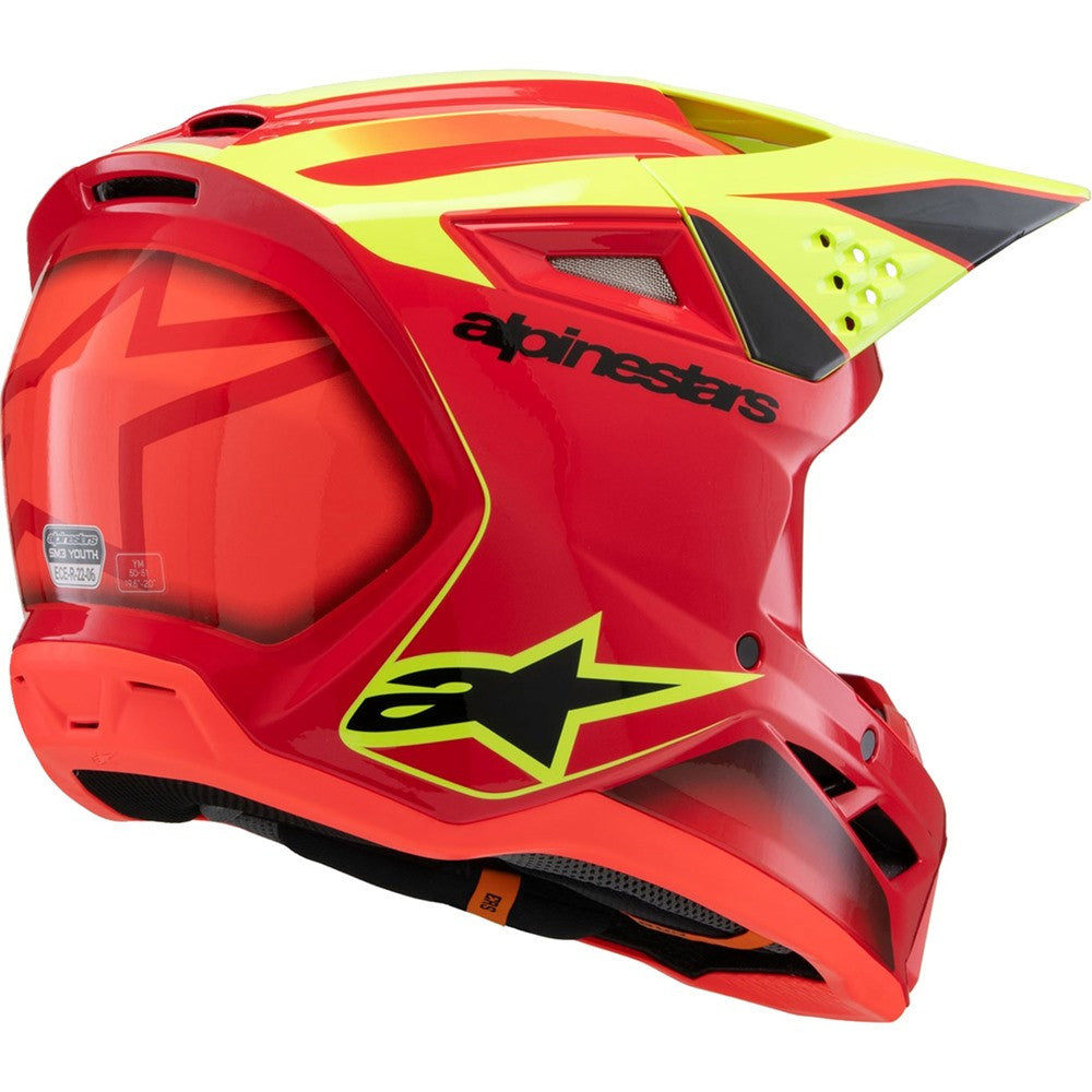 Alpinestars Youth Supertech SM3 Helmet Fray Red/Yellow Fluo/Black/Gloss