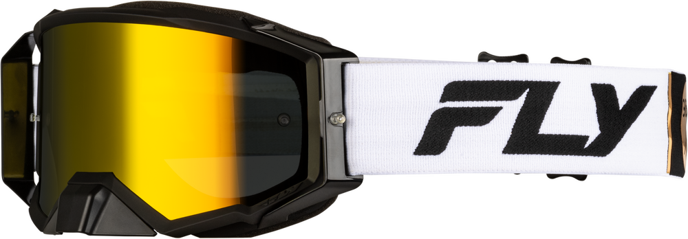 FLY Racing Zone Pro Goggle White/Blk/Gold W/ Gold Mirror/Smoke Lens