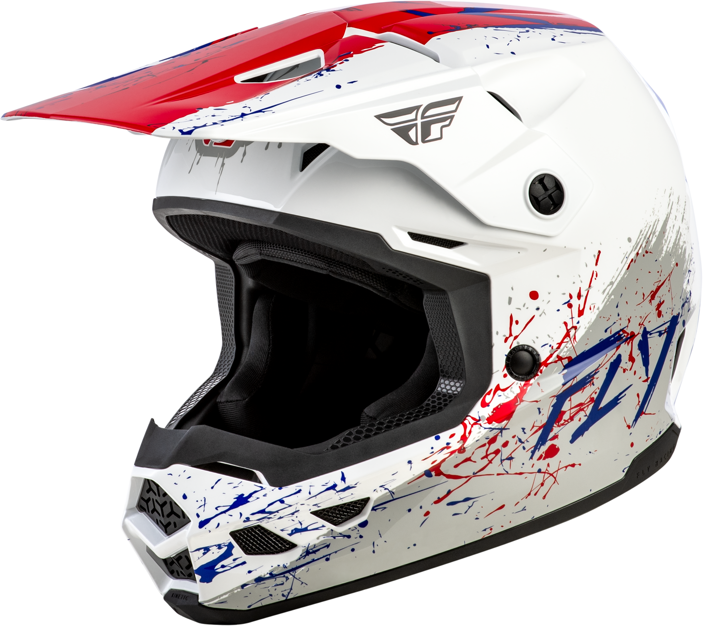 FLY Racing 2026 Youth Kinetic Drip Helmet Red/White/Blue