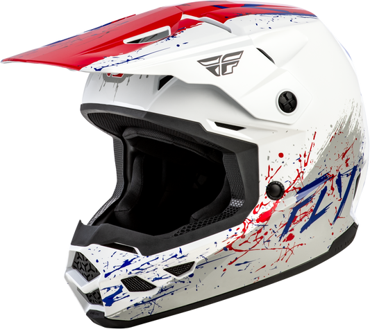 FLY Racing 2026 Youth Kinetic Drip Helmet Red/White/Blue